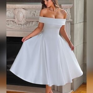 Elegant Off-Shoulder White Dress Miranda Dress